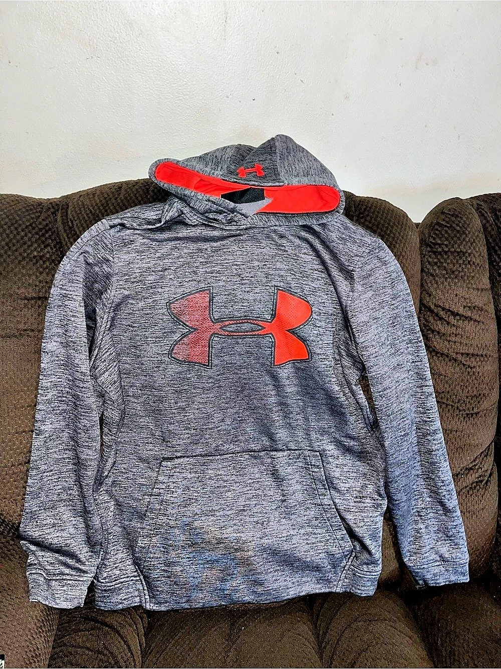 Under Armour Storm ColdGear Infrared Hoodie Gray & Red Men's Medium.